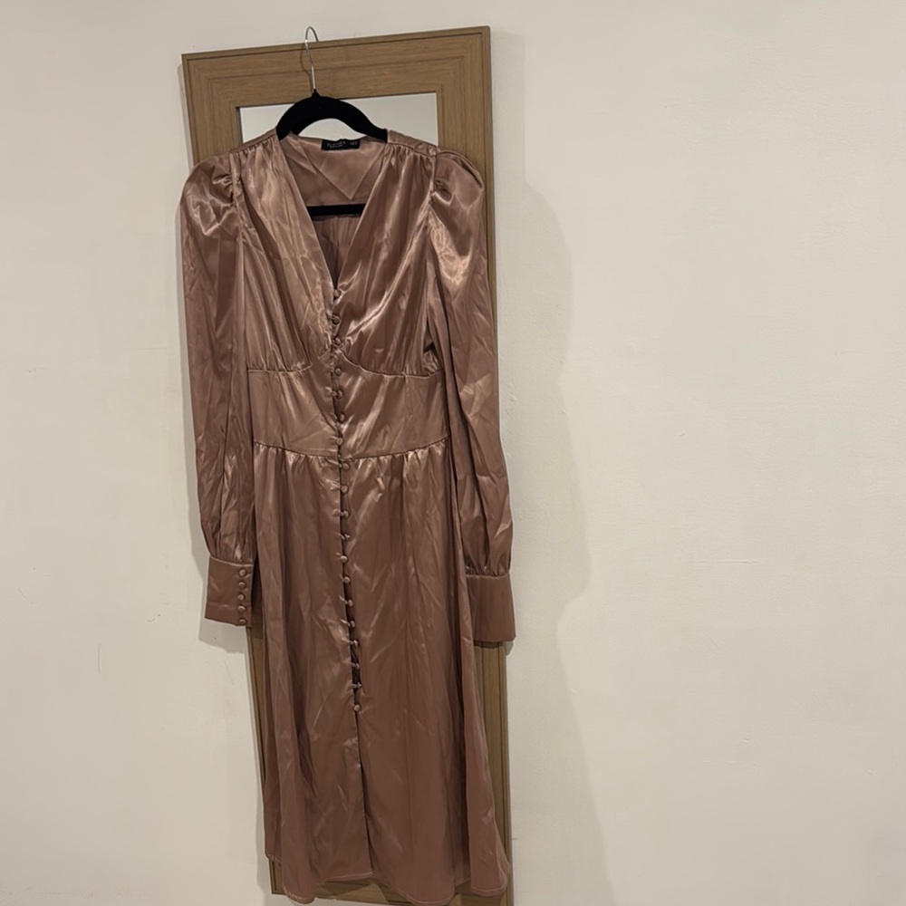 Elegant Satin Button-Down Dress